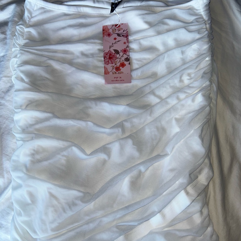 White Ruched Skirt